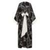 Classic Abaya Cut With Belt In Printed Black Paisley Rayon