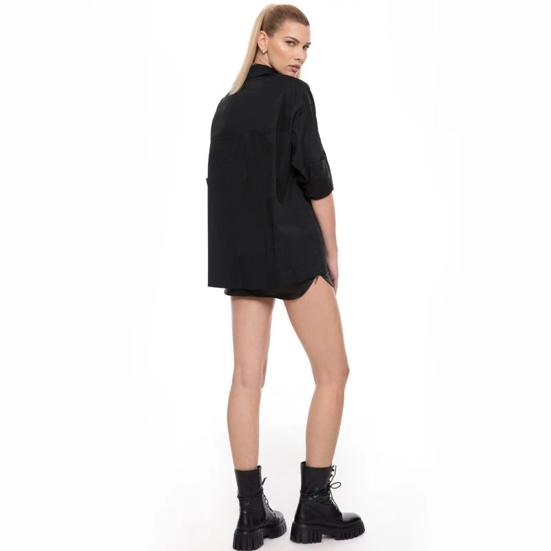 Oversized Poplin Black Shirt 4 Oversized Poplin Black Shirt - Image 4