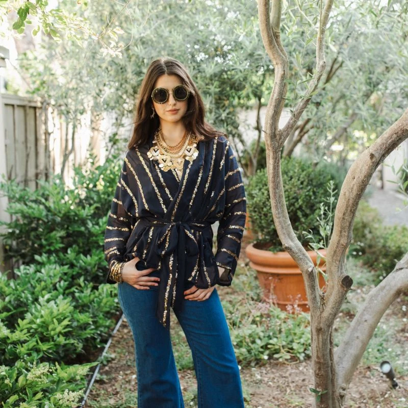 Night Shine Sequin Dolman Wrap Kimono Top 6 Night Shine Sequin Dolman Wrap Kimono Top - Image 6