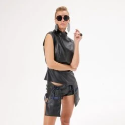 Faux Leather YOU Shorts With Removable Pockets On Front In Black 10 Faux Leather YOU Shorts With Removable Pockets On Front In Black -Transcend Sales zrjrcxu0vjvaihstvba5