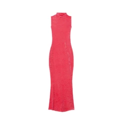 Lana Pink Fitted High Neck Dress