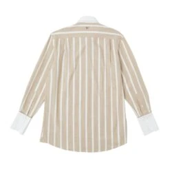 100% Organic Linen Stripe Shirt Beige -Transcend Sales zyyzrp8le9qmpv0u361s